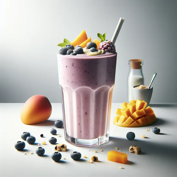 Tropical-Berry Delight: Herbalife Shake with Mango and Blueberries