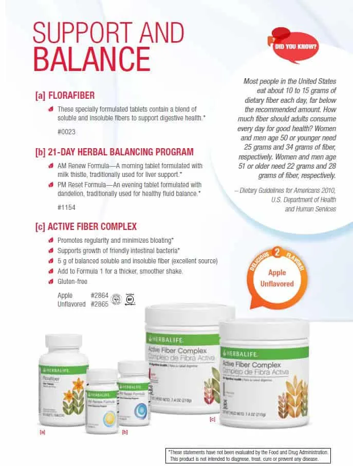 18 - Herbalife Florafiber, Herbalife 21day balacing program and Herbalife Active Fiber Complex